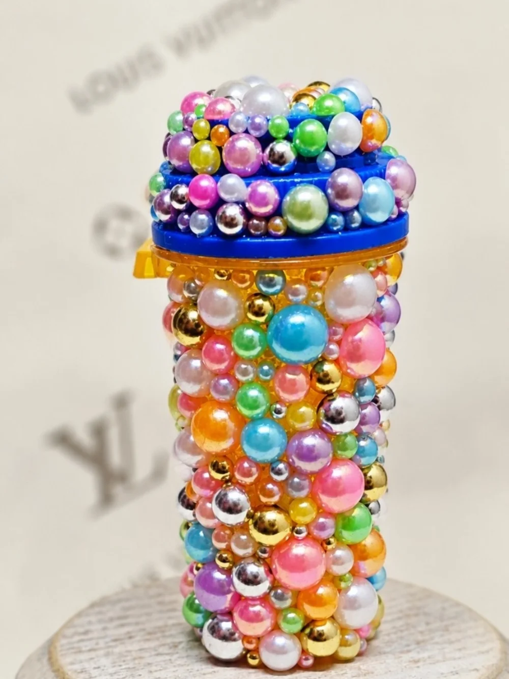 Beaded Multicolor Pill Bottle